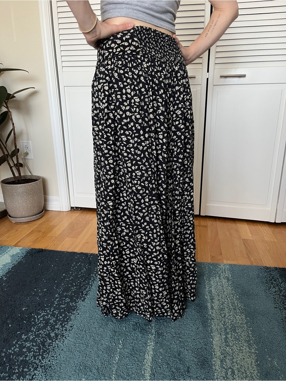 Free People - Black Floral Maxi Skirt - Comfortable Everyday Style